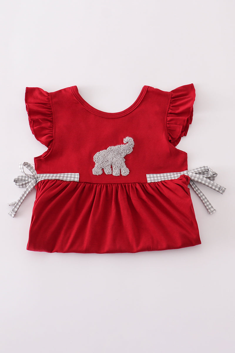 Conjunto de pantalones cortos con volantes y nudo francés con elefante de Alabama