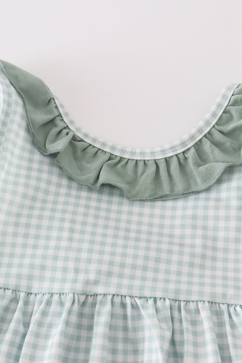 Green gingham girl ruffle set - Ella Jane Lifestyle Boutique