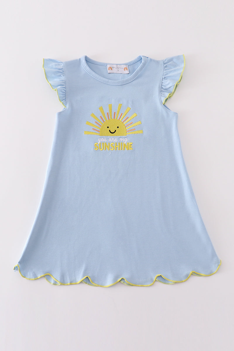 Blue you are my sunshine applique girl dress - Ella Jane Lifestyle Boutique