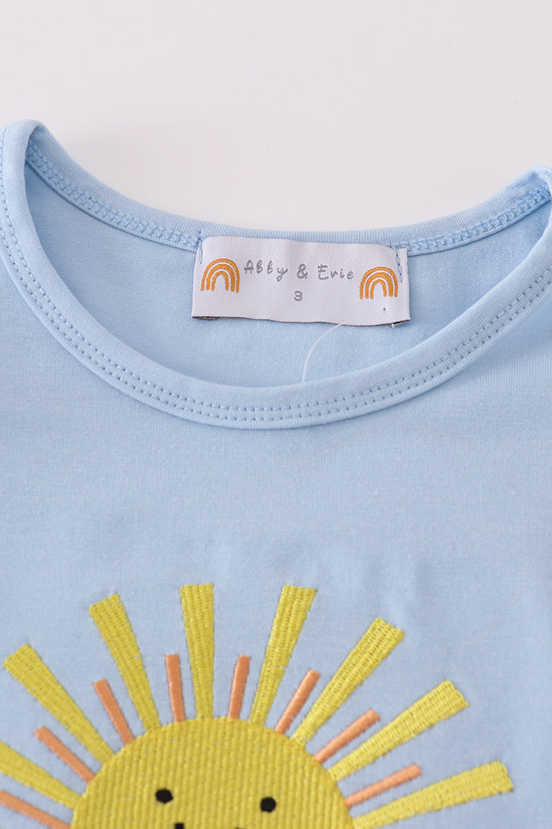 Blue you are my sunshine applique girl dress - Ella Jane Lifestyle Boutique