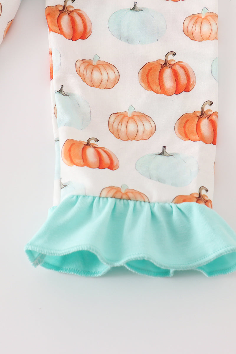 Pumkin print girl pajamas set - Ella Jane Lifestyle Boutique