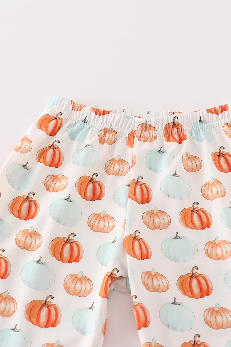 Pumkin print girl pajamas set - Ella Jane Lifestyle Boutique