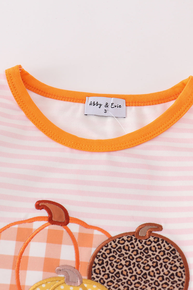 Pink stripe pumpkin applique girl set - Ella Jane Lifestyle Boutique