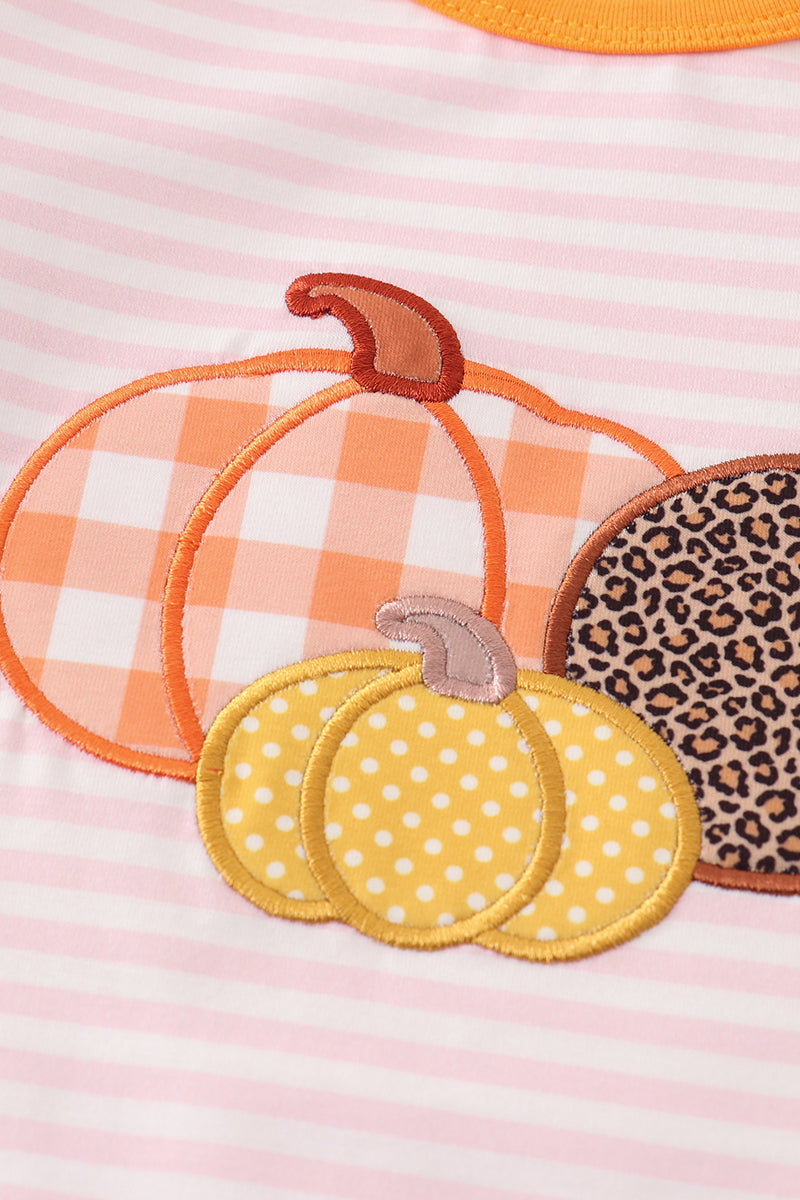 Pink stripe pumpkin applique girl set - Ella Jane Lifestyle Boutique