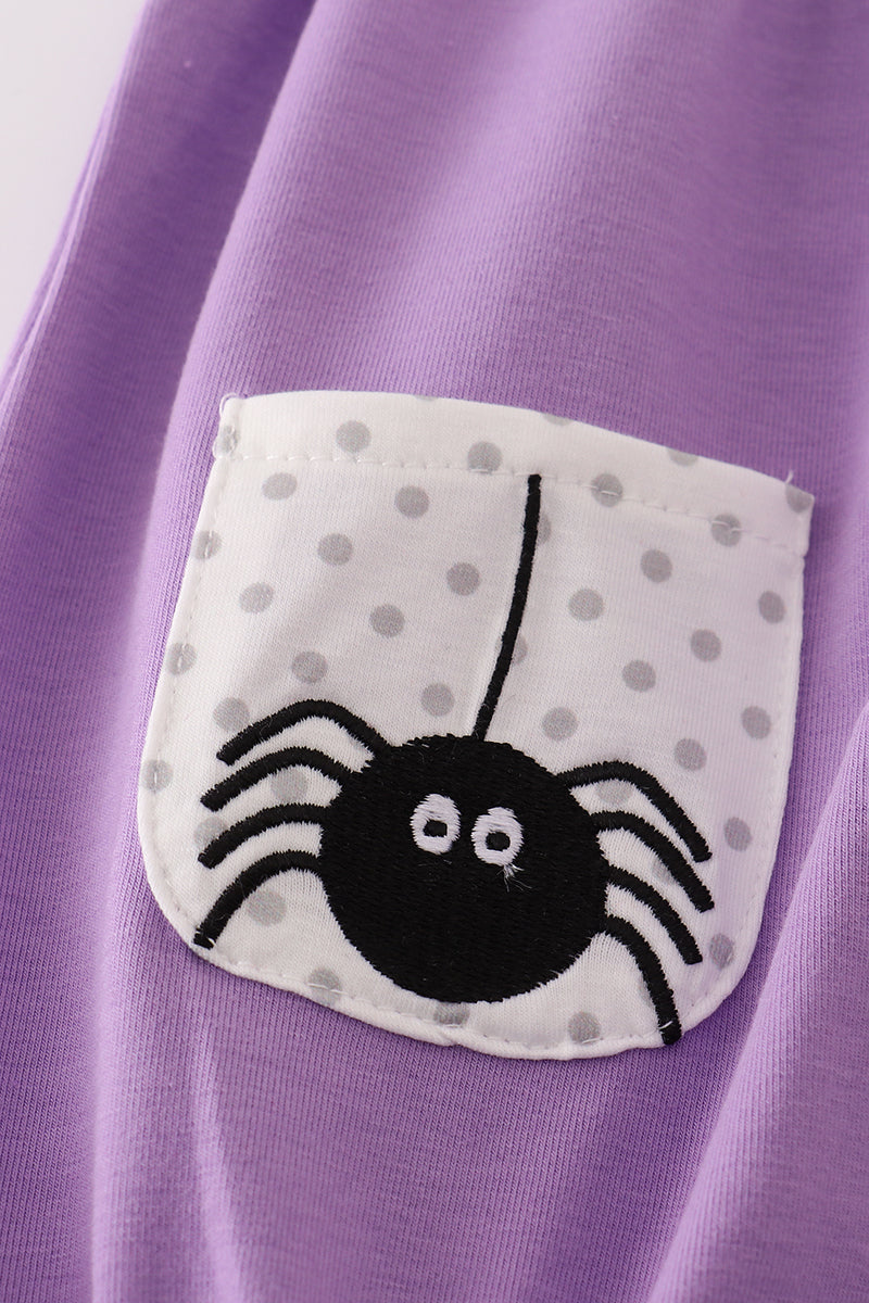 Purple spider embroidery ruffle baby girl bubble