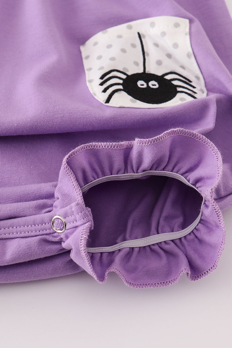 Purple spider embroidery ruffle baby girl bubble