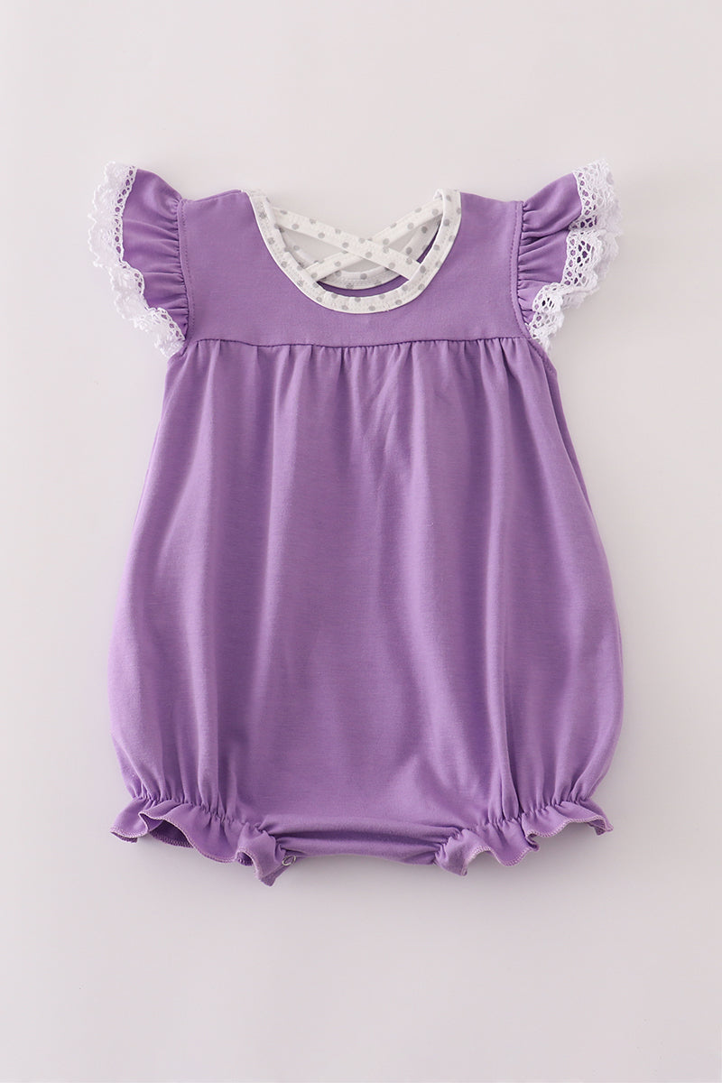 Purple spider embroidery ruffle baby girl bubble