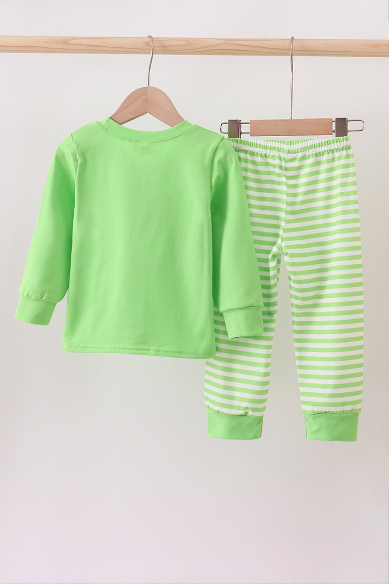 Green grinch embroidery pajamas set