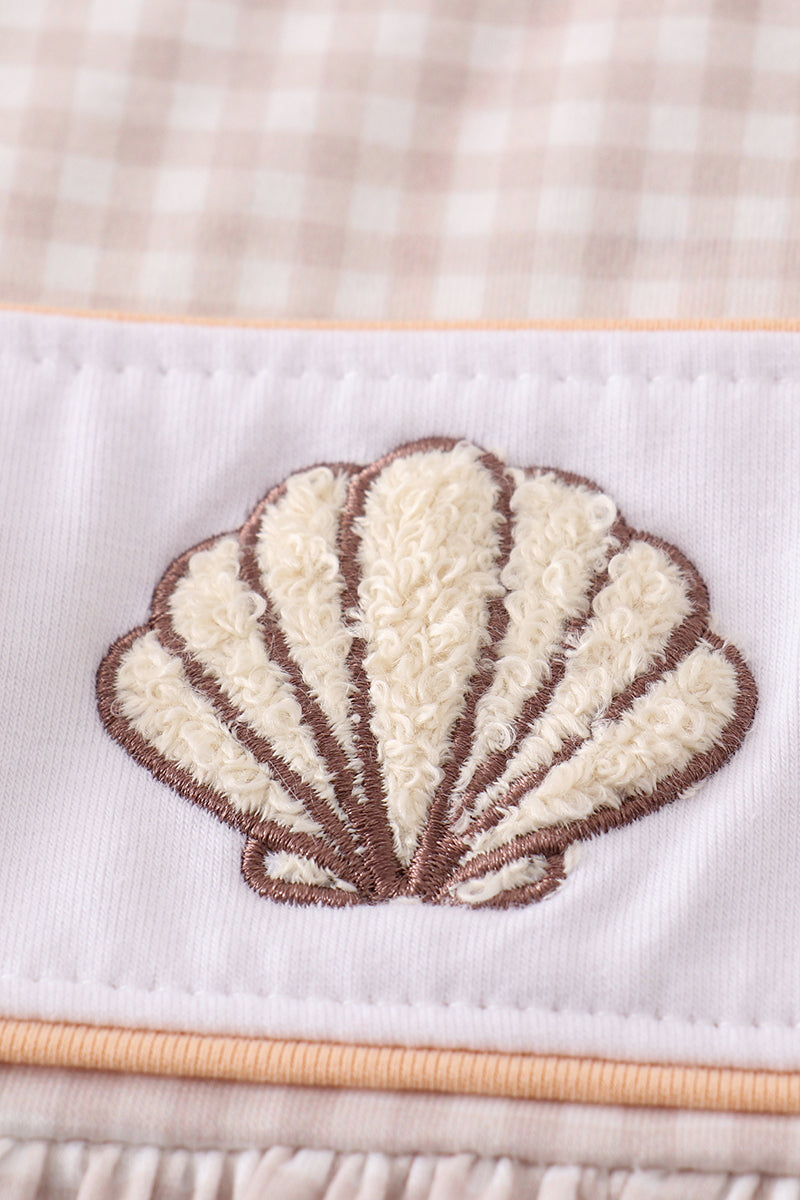 Khaki shells starfish french knot girl set - Ella Jane Lifestyle Boutique