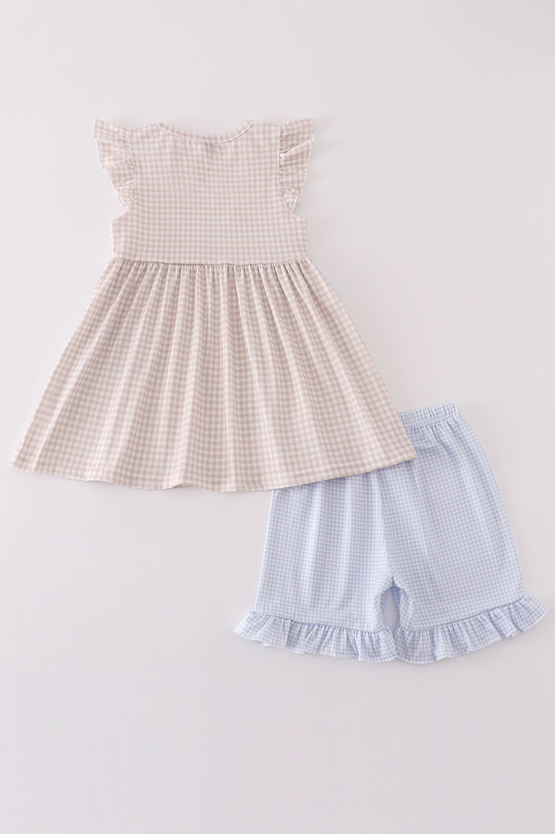 Khaki shells starfish french knot girl set - Ella Jane Lifestyle Boutique