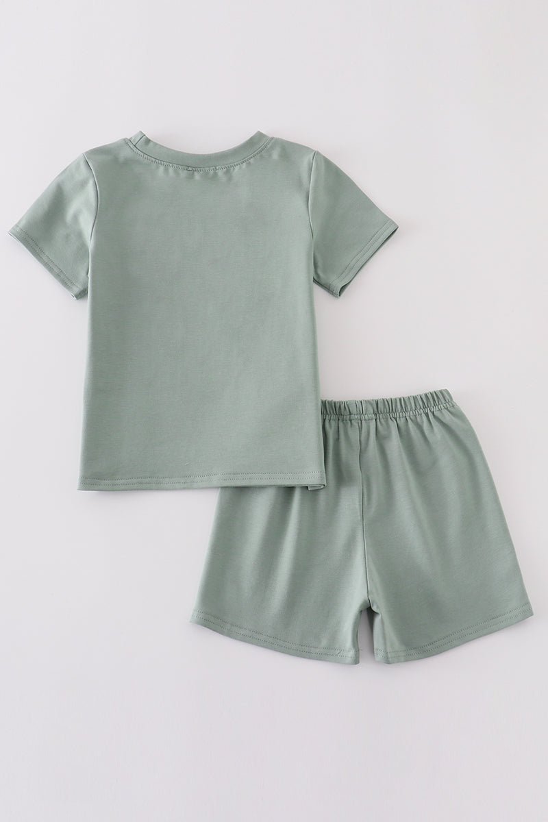 Sage sand dollar embroidery boy set - Ella Jane Lifestyle Boutique