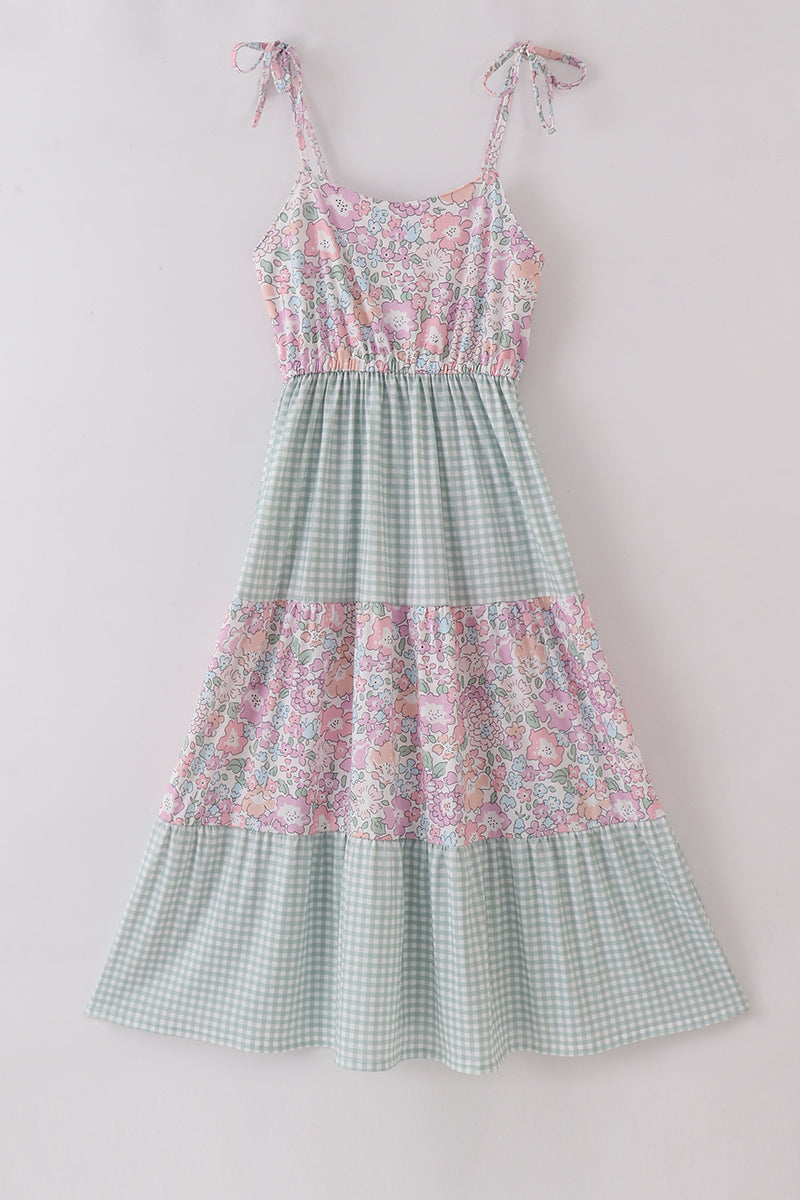 Garden gingham mom&me tiered dress - Ella Jane Lifestyle Boutique