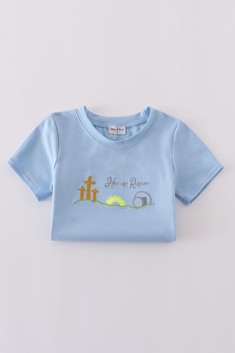 Blue plaid he is risen embroidery set - Ella Jane Lifestyle Boutique