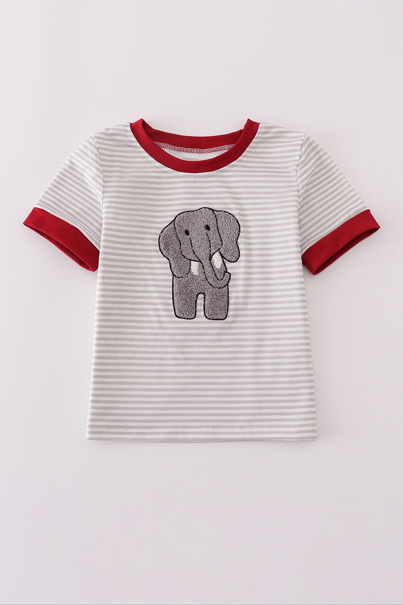 Alabama polka dot elephant french knot stripe boy top