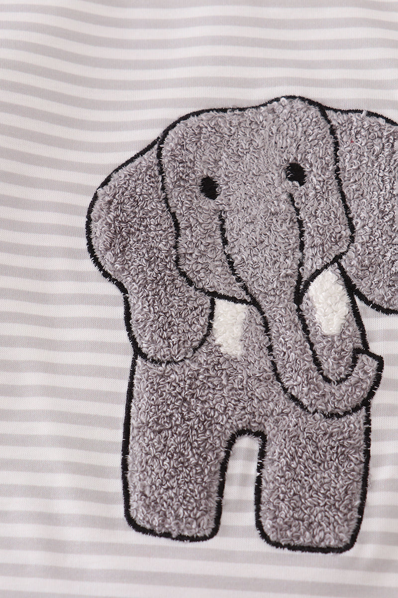 Alabama polka dot elephant french knot stripe boy top