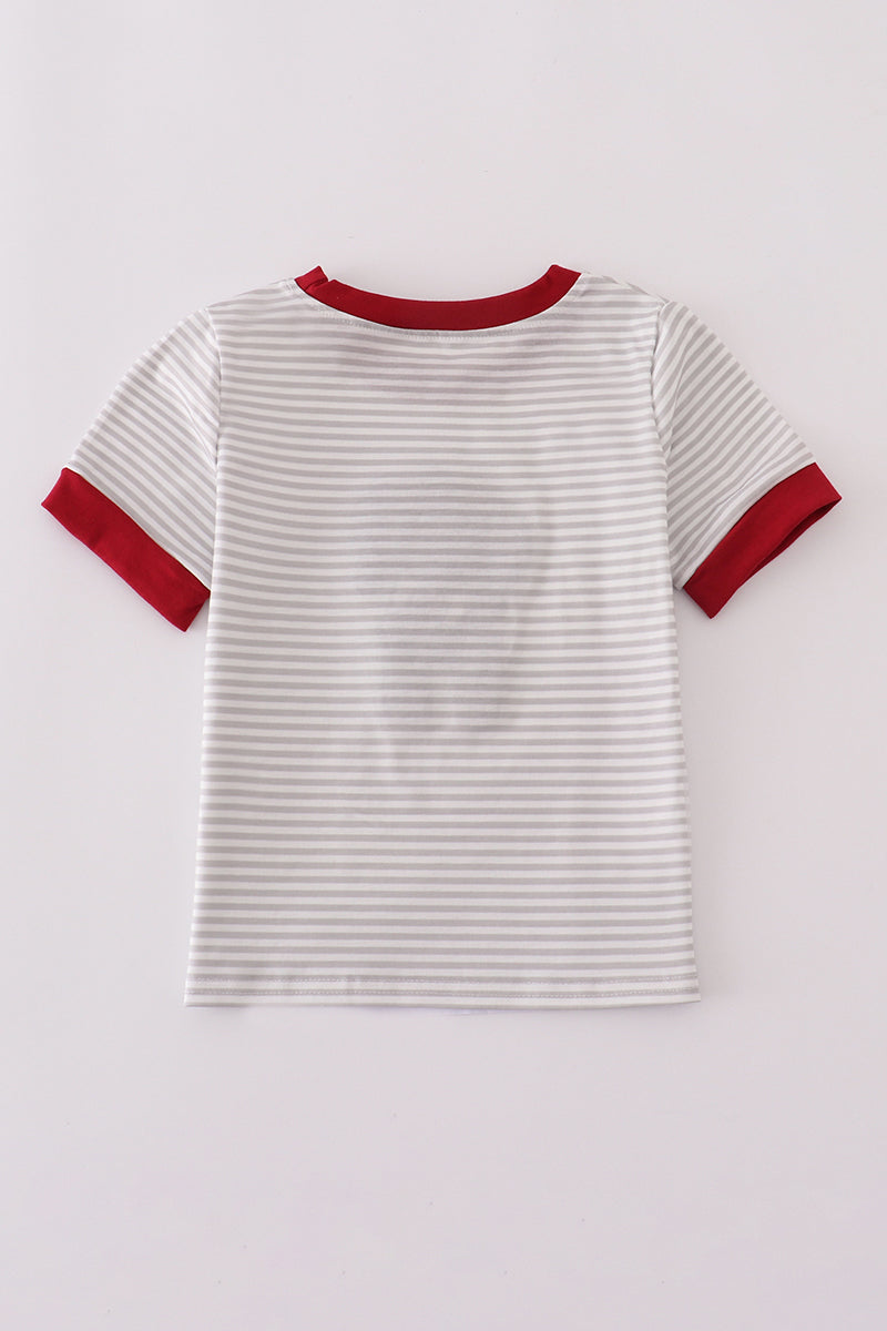 Alabama polka dot elephant french knot stripe boy top