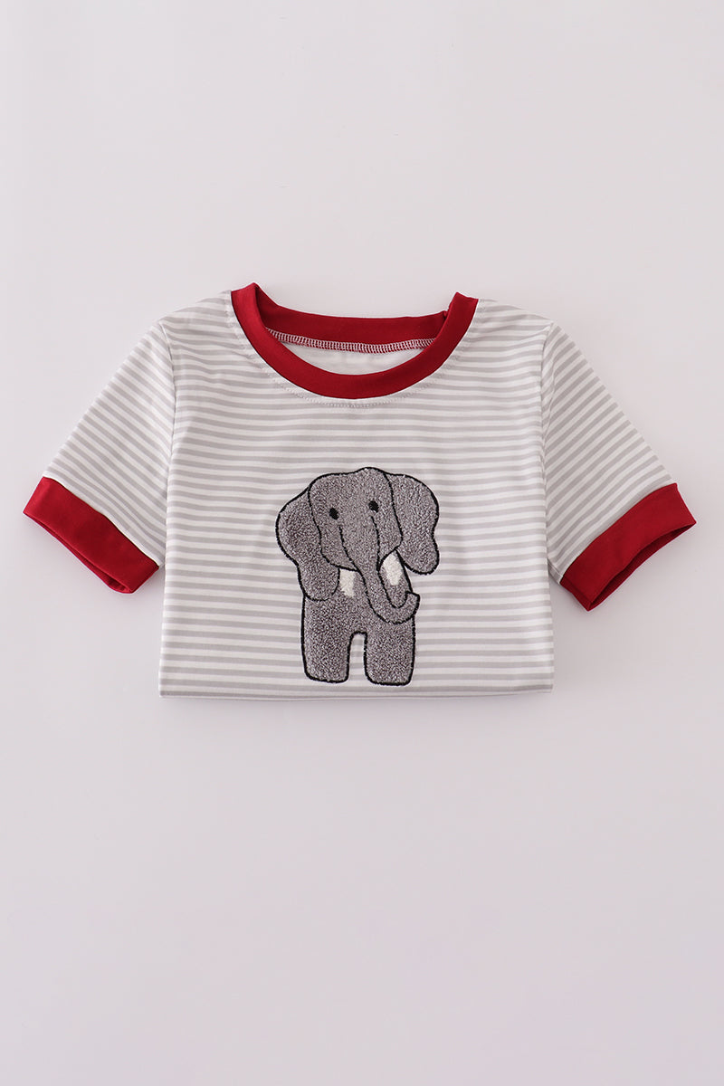 Alabama polka dot elephant french knot stripe boy top