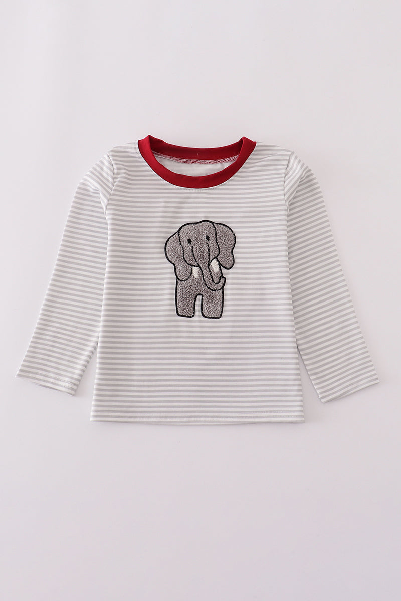 Alabama Polka Dot Elephant French Knot Boy Top