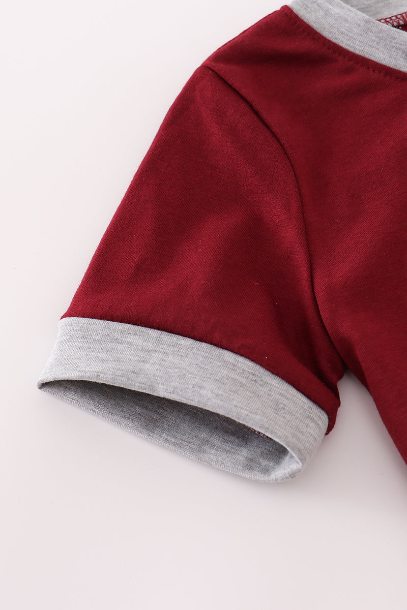 Maroon Mississippi embroidery boy top
