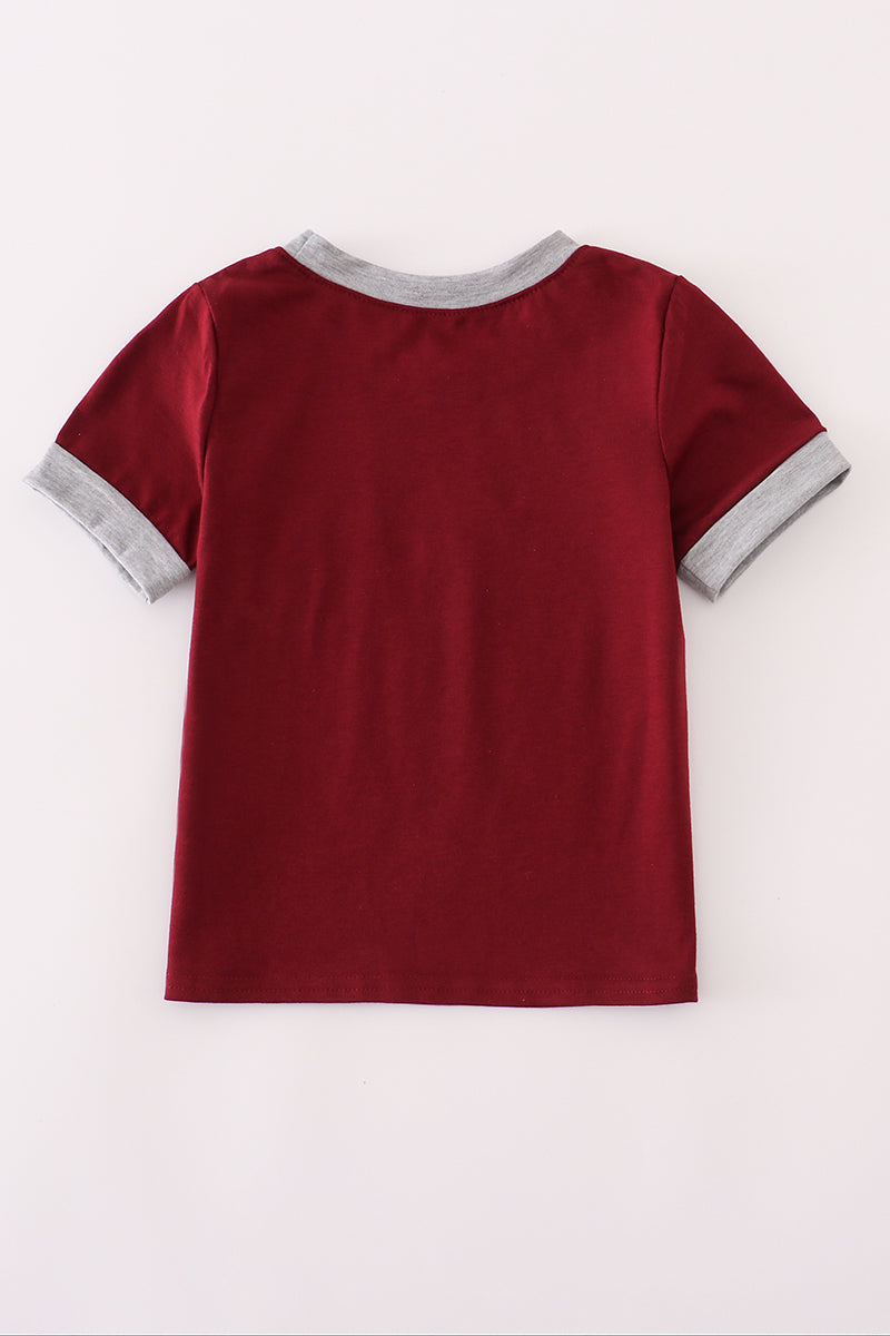 Maroon Mississippi embroidery boy top
