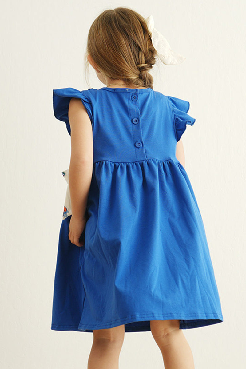 Blue gators embroidery girl dress - Ella Jane Lifestyle Boutique