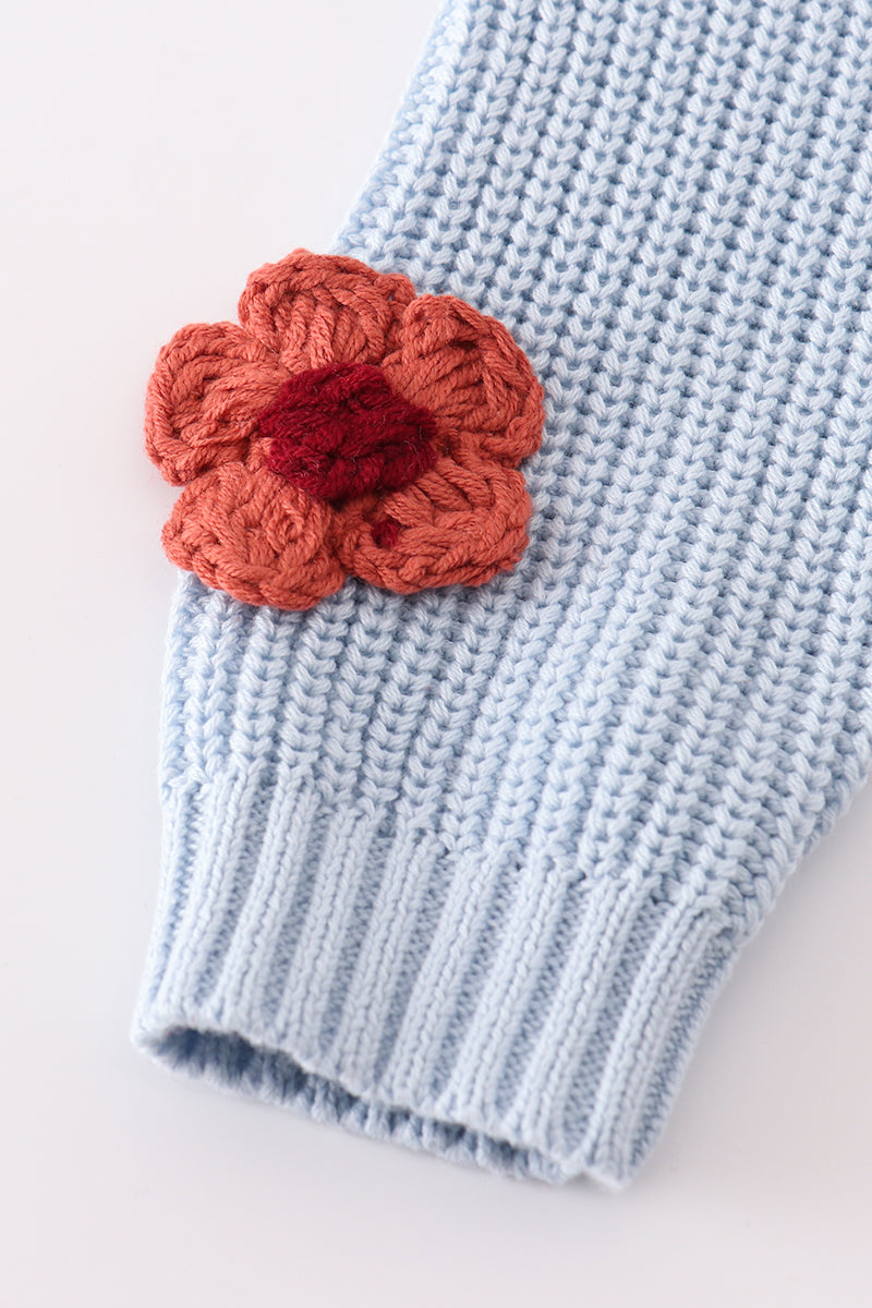 Blue floral hand-embroidery jumper sweater - Ella Jane Lifestyle Boutique