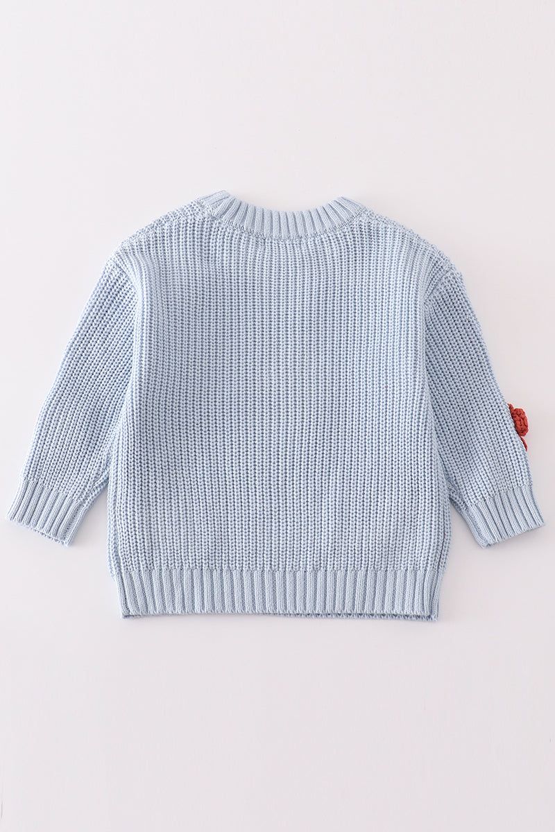Blue floral hand-embroidery jumper sweater - Ella Jane Lifestyle Boutique