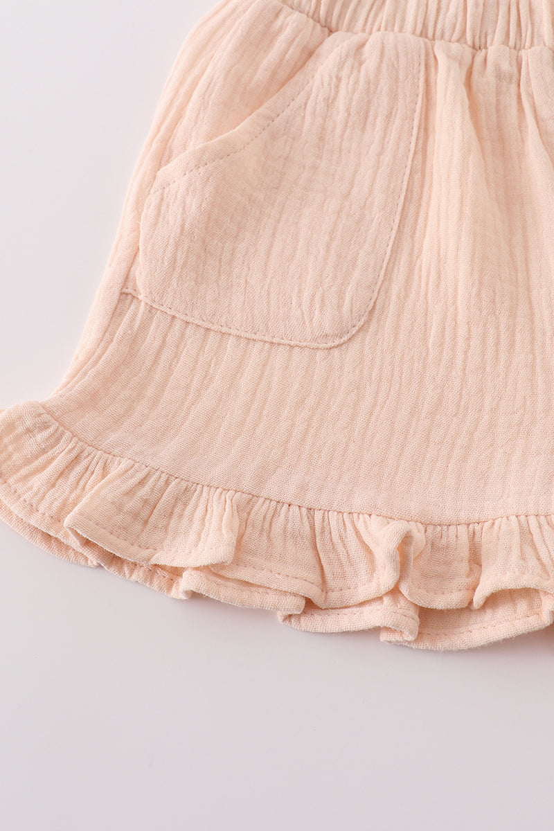 Premium Apricot muslin bow shorts set - Ella Jane Lifestyle Boutique