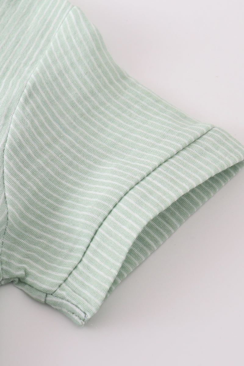 Premium Sage muslin stripe boy shorts set - Ella Jane Lifestyle Boutique