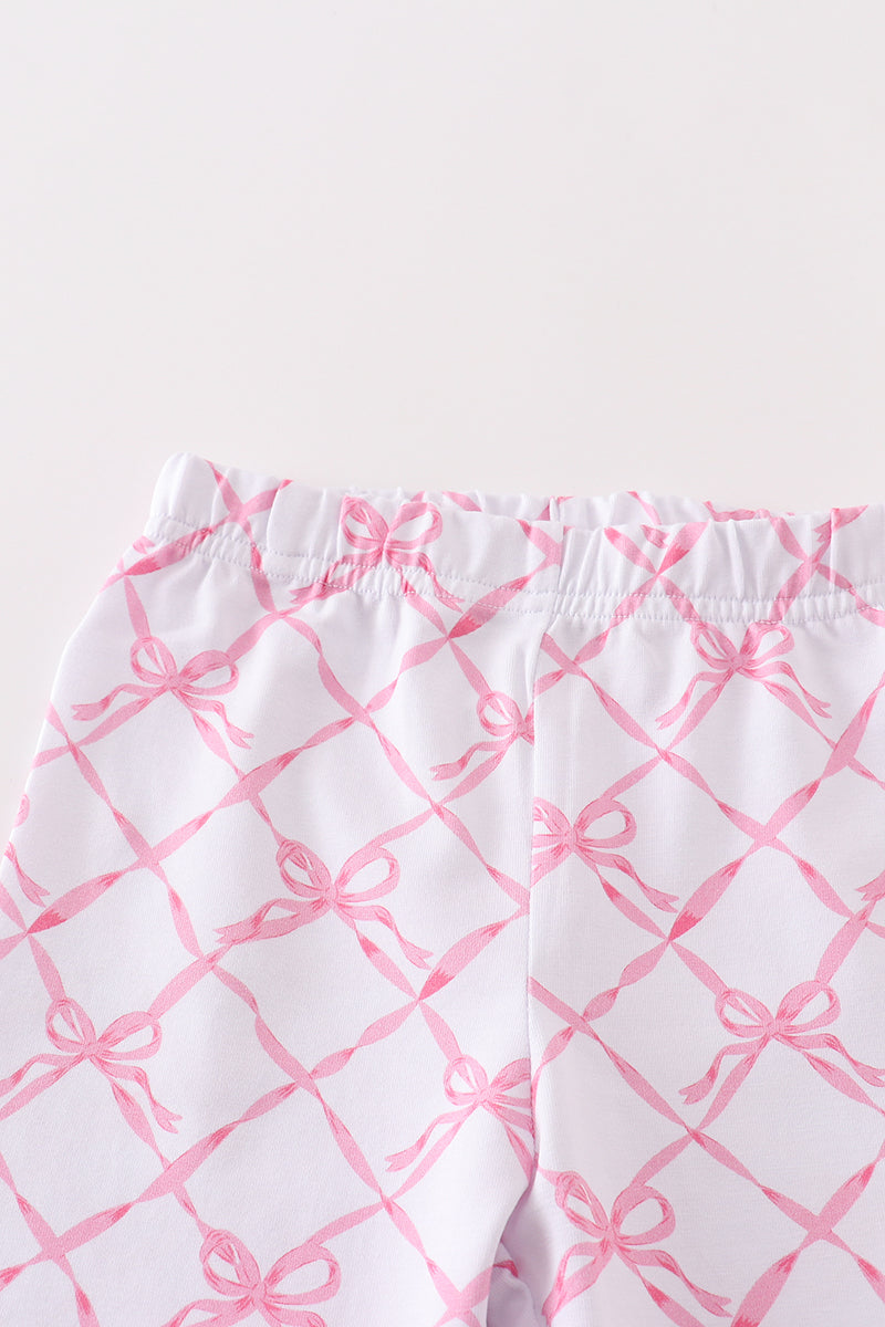 Premium Pink bow tie girl pajama set - Ella Jane Lifestyle Boutique
