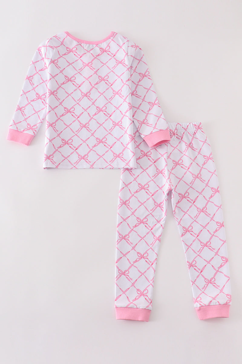 Premium Pink bow tie girl pajama set - Ella Jane Lifestyle Boutique