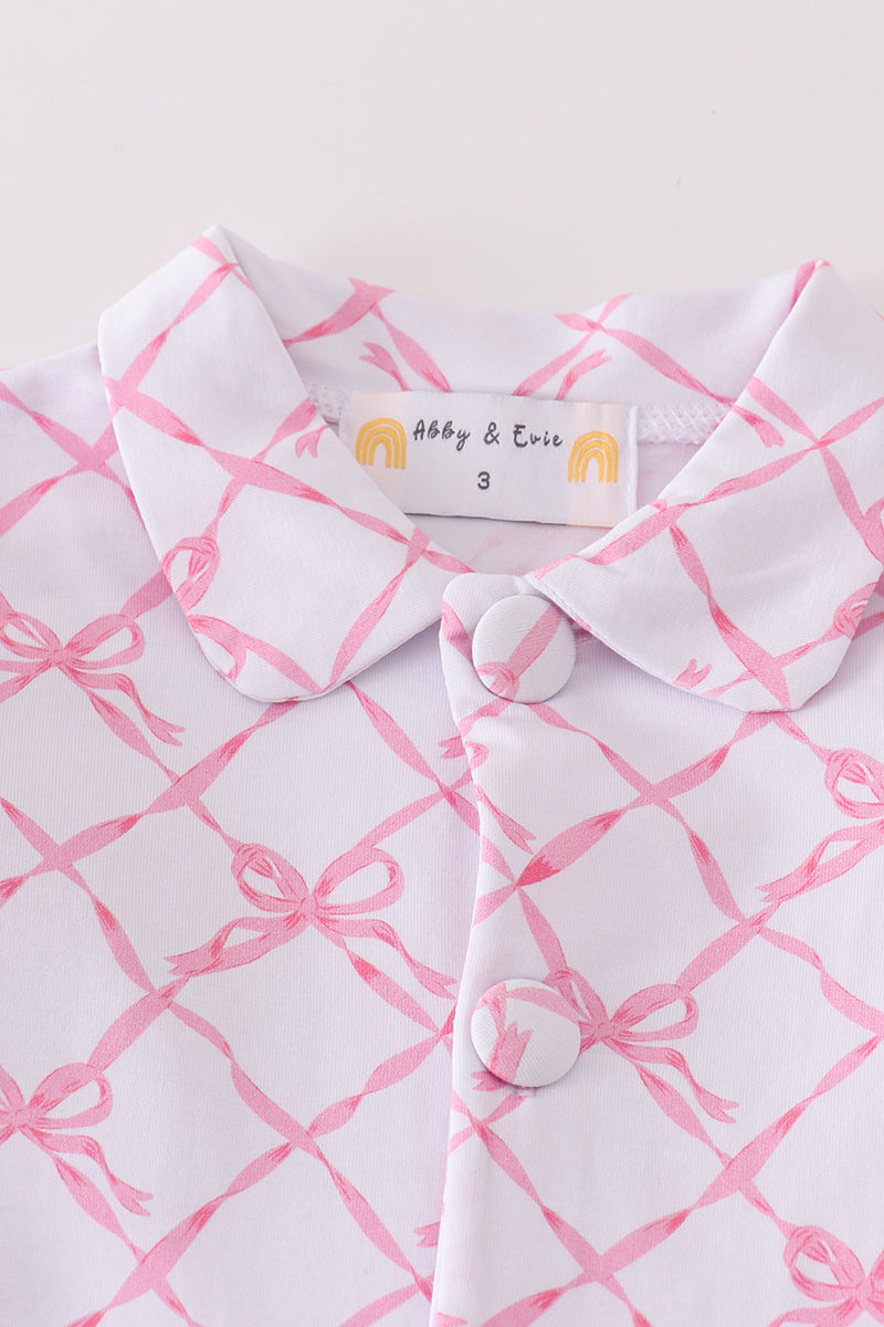 Premium Pink bow tie girl pajama set - Ella Jane Lifestyle Boutique