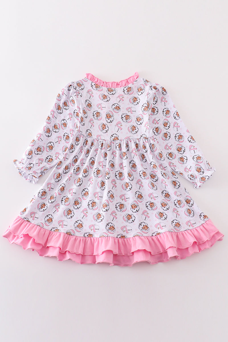 Premium pink christmas santa claus print girl pajama gown - Ella Jane Lifestyle Boutique