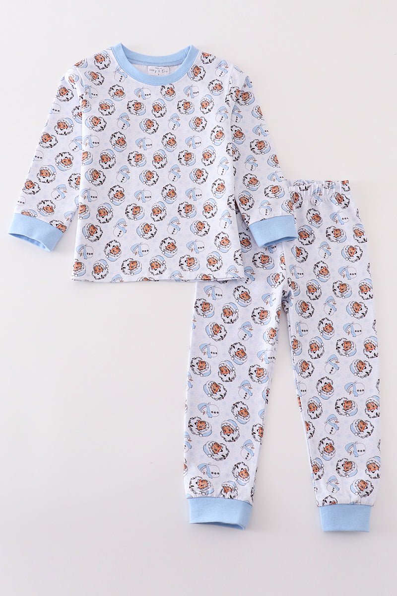 Premium blue christmas santa claus print boy pajama set - Ella Jane Lifestyle Boutique
