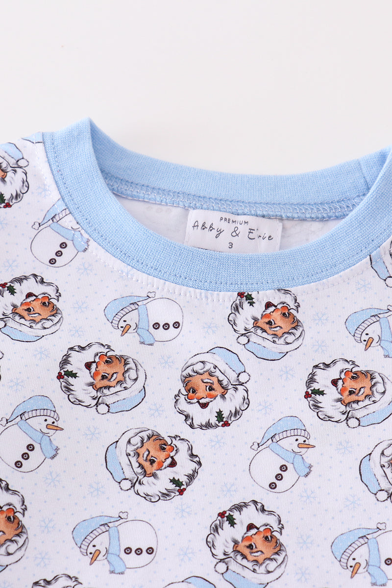 Premium blue christmas santa claus print boy pajama set - Ella Jane Lifestyle Boutique