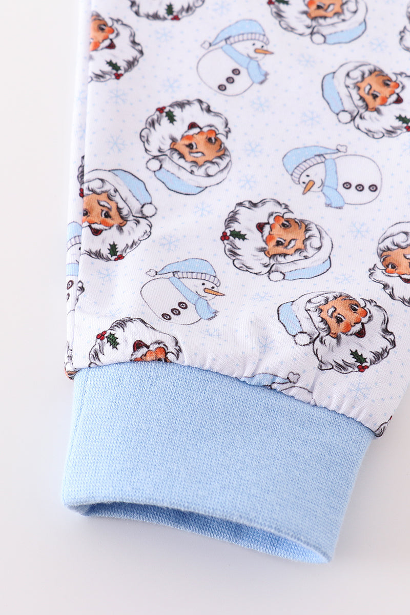 Premium blue christmas santa claus print boy pajama set - Ella Jane Lifestyle Boutique