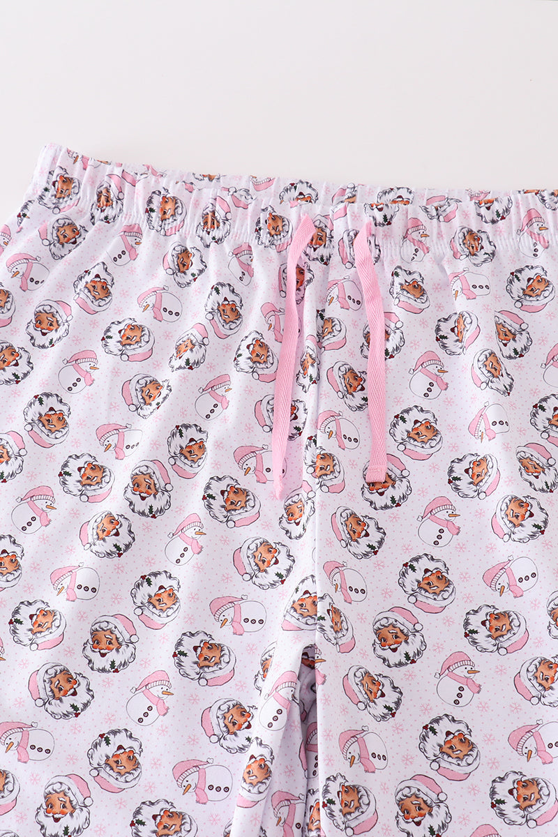 Premium pink christmas santa claus print women pajama pants - Ella Jane Lifestyle Boutique