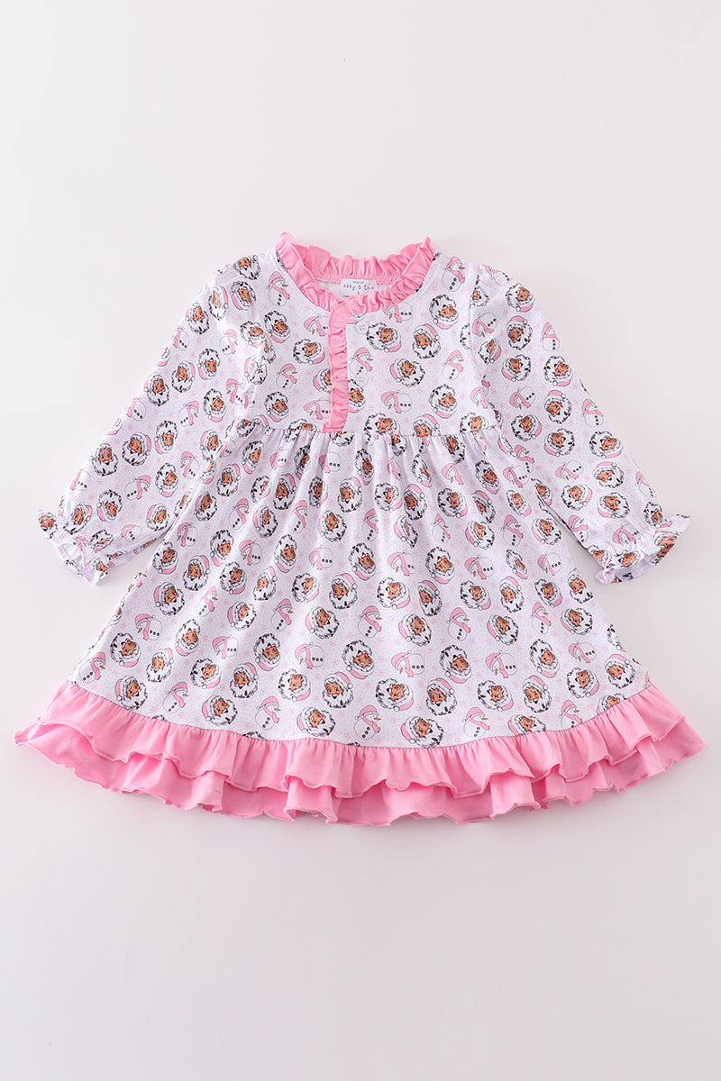 Premium pink christmas santa claus print girl pajama gown - Ella Jane Lifestyle Boutique