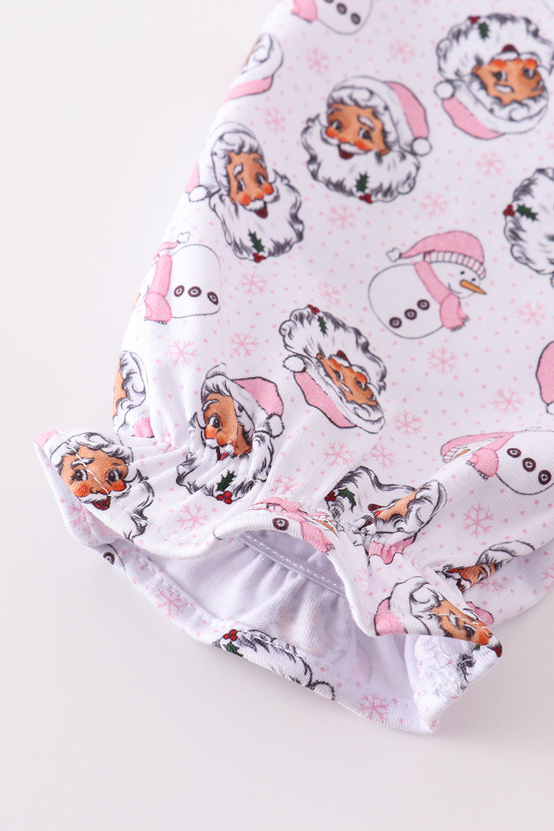 Premium pink christmas santa claus print girl pajama gown - Ella Jane Lifestyle Boutique