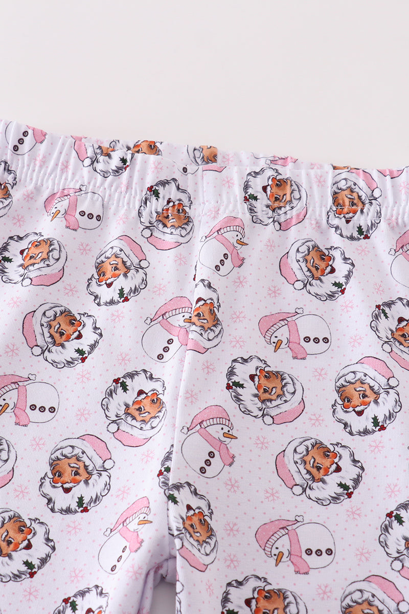 Premium pink christmas santa claus print girl pajama set - Ella Jane Lifestyle Boutique