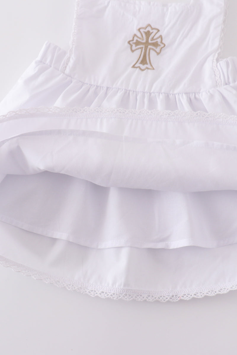 Premium cross embroidery romper - Ella Jane Lifestyle Boutique
