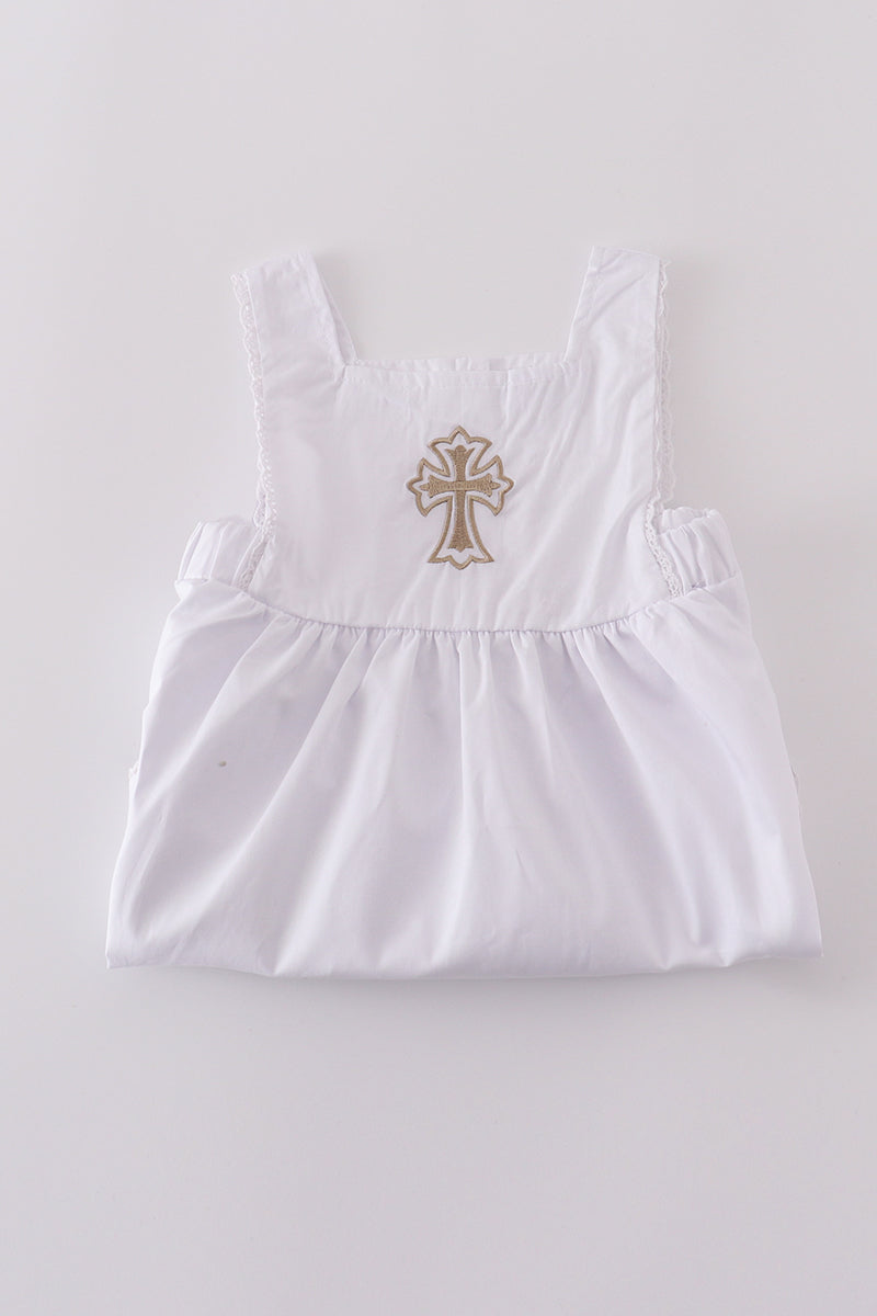 Premium cross embroidery romper - Ella Jane Lifestyle Boutique