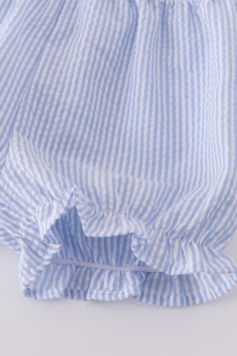 Premium Blue sailboat embroidery bloomer set - Ella Jane Lifestyle Boutique