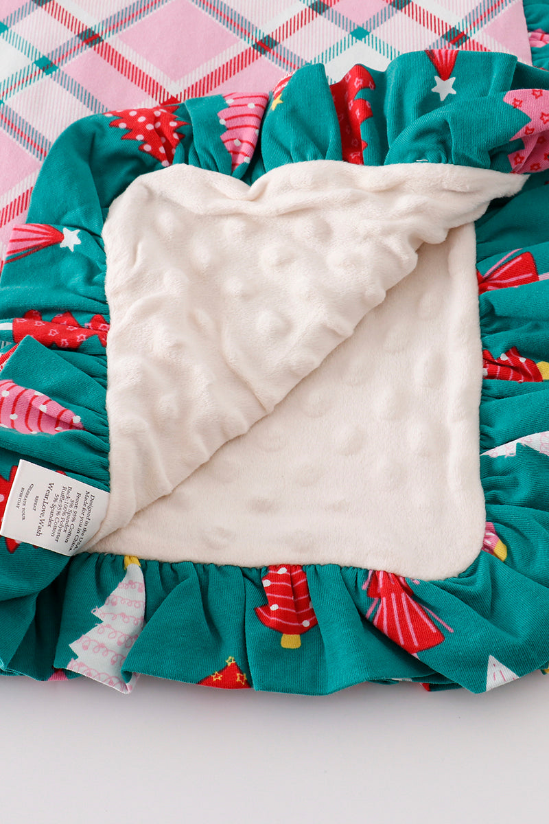 Platinum Pink plaid ruffle soft knitted blanket - Ella Jane Lifestyle Boutique