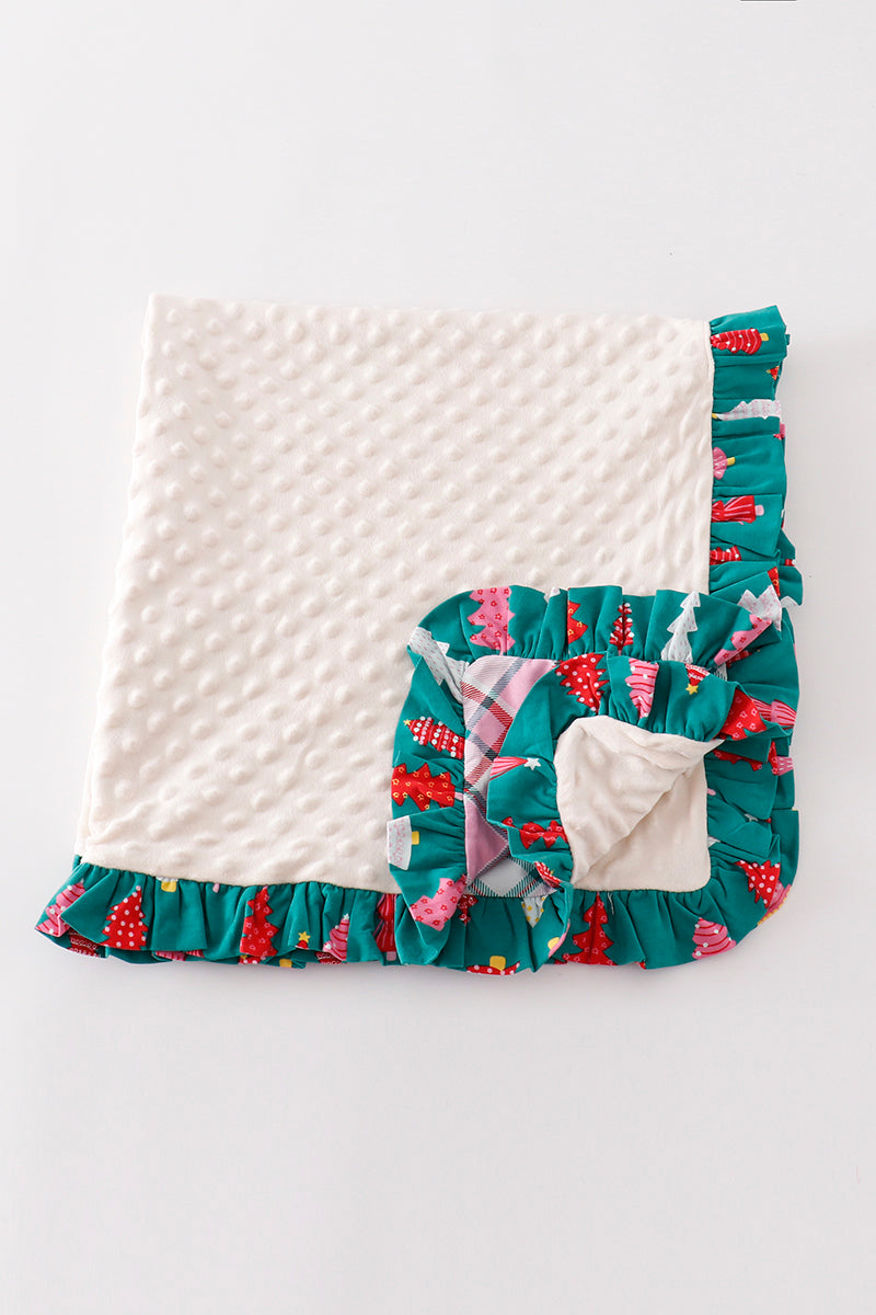 Platinum Pink plaid ruffle soft knitted blanket - Ella Jane Lifestyle Boutique