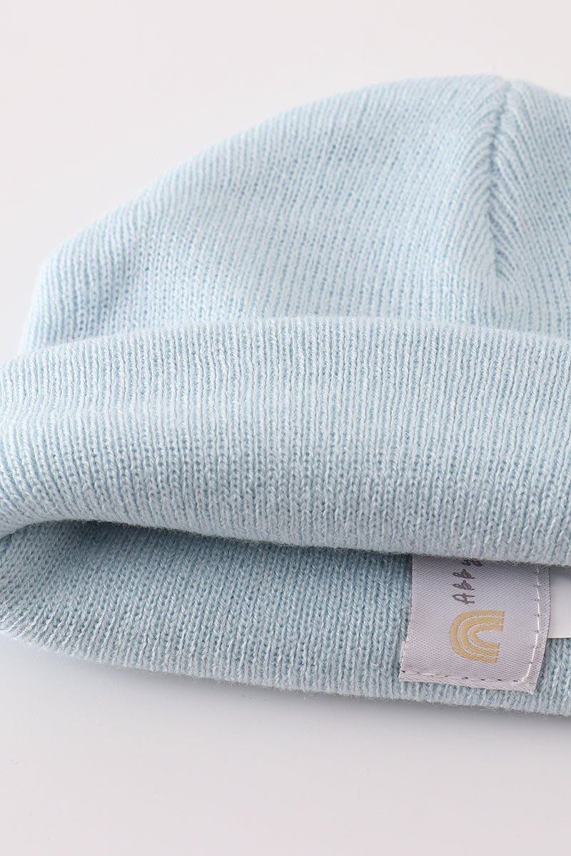 Gorro básico de punto acanalado azul