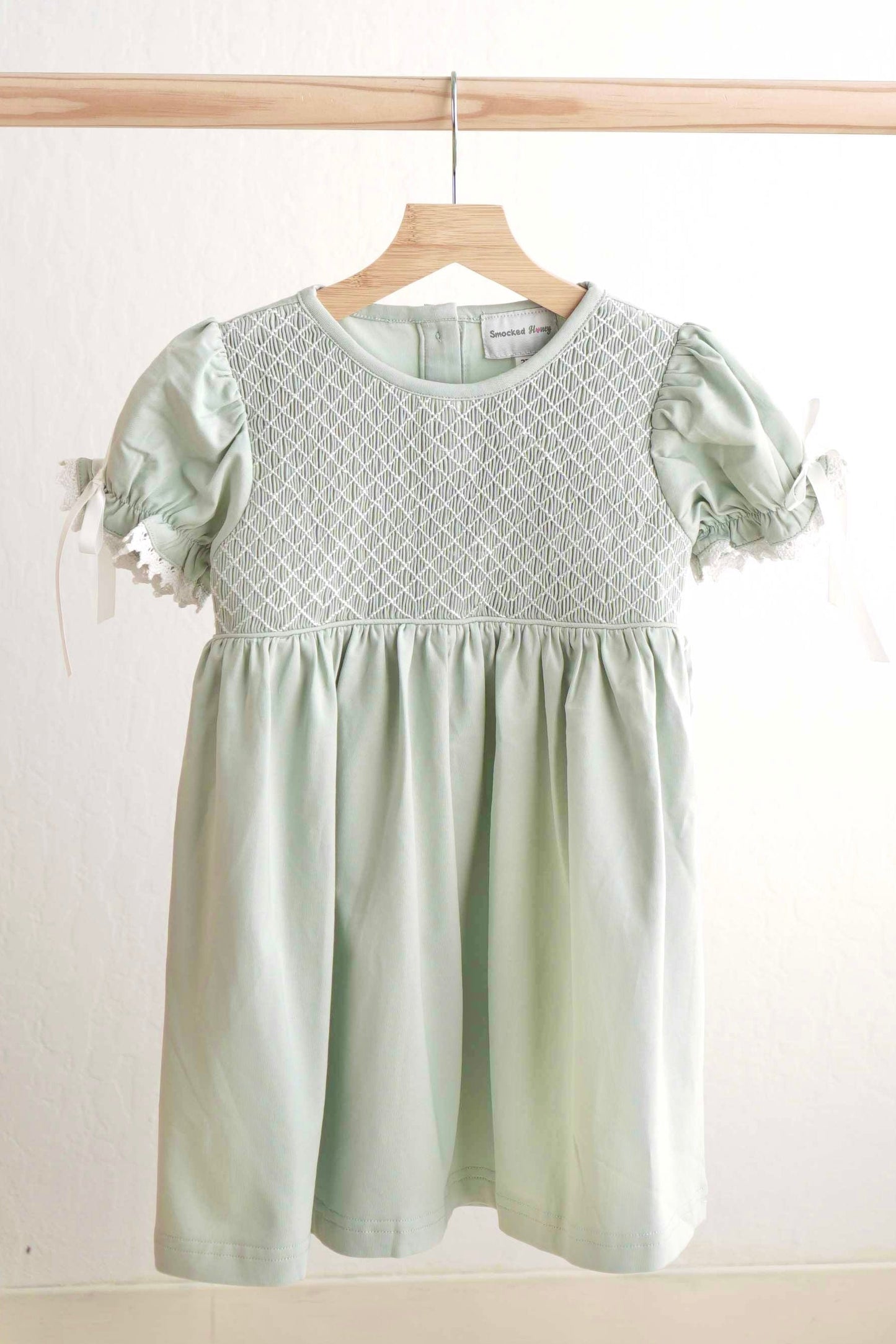 Sage hand-smocked lace girl dress - Ella Jane Lifestyle Boutique