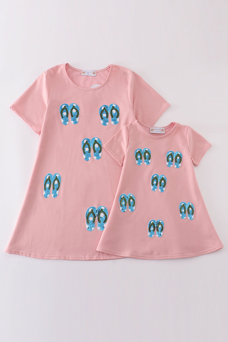 Teal slipper sequin mom&me dress - Ella Jane Lifestyle Boutique