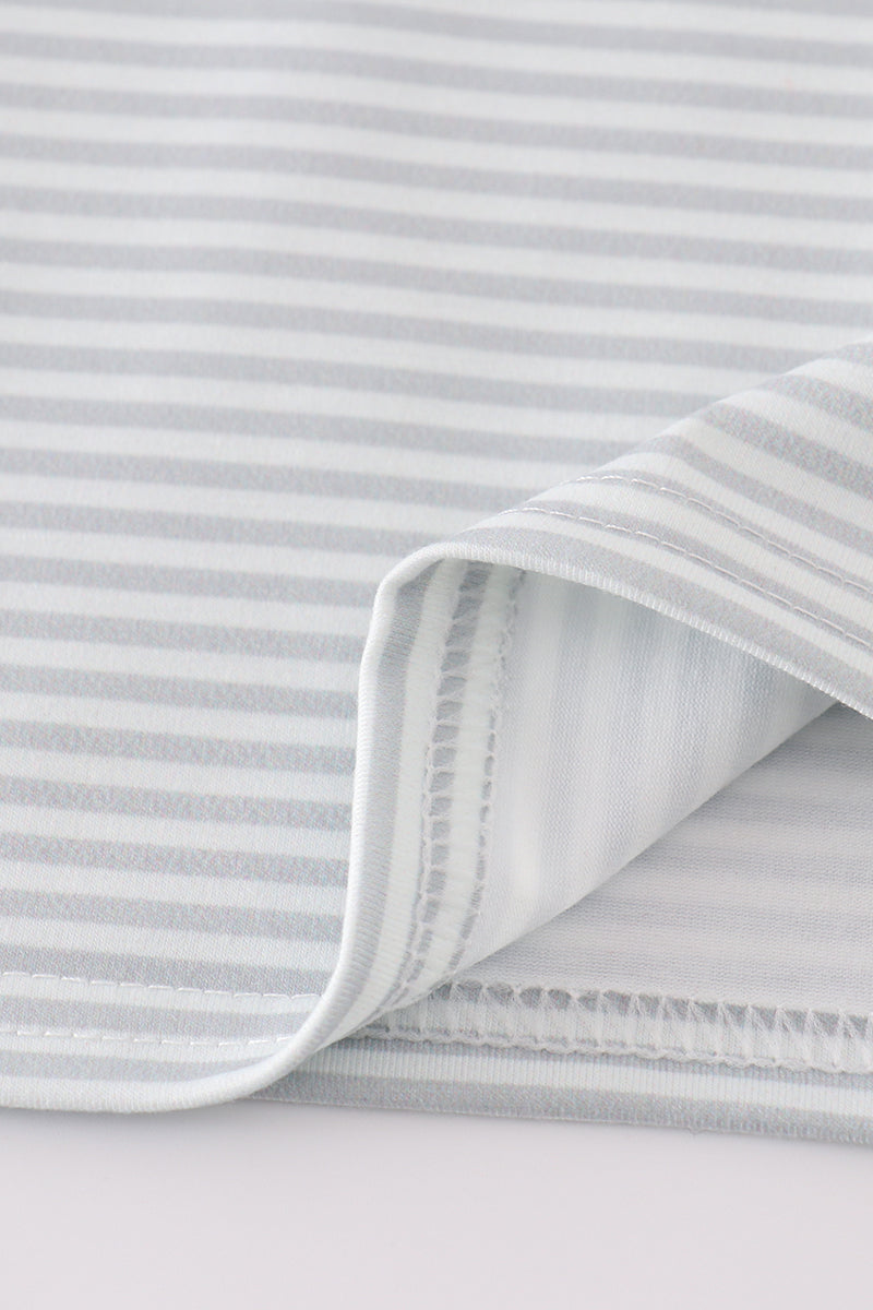 Sage stripe plane embroidery boy shirt - Ella Jane Lifestyle Boutique