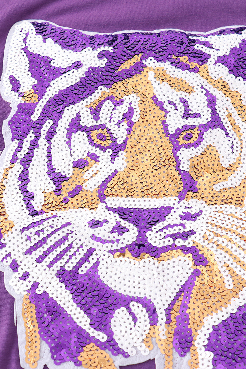 Purple LSU tiger sequin mom&me top - Ella Jane Lifestyle Boutique